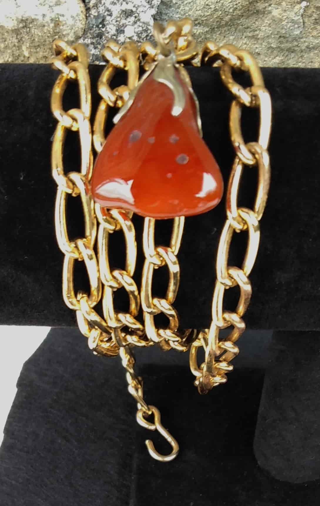 Antique 38” Longguard Muff Chain with Natural Carnelian Fob Pendant